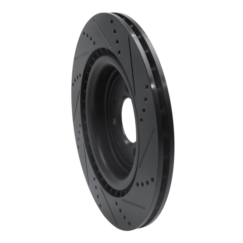 Land Rover Defender 110 Brake Rotor (1) - Rear Left - R1 Concepts - Drilled & Slotted - Black - `13-`25